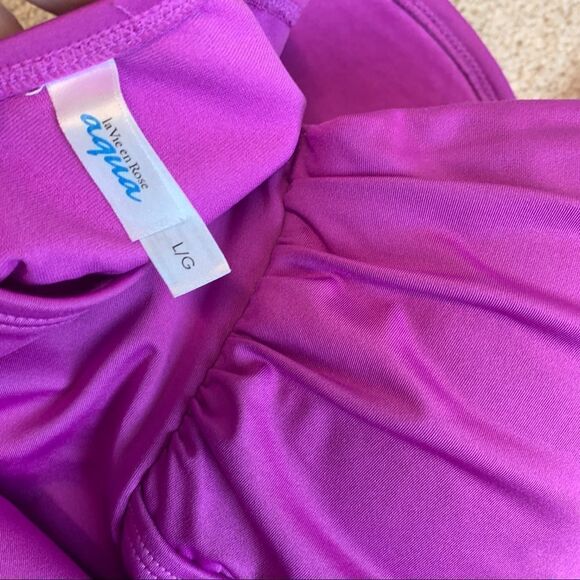 Aqua La Vie En Rose purple gem jewelled tankini bikini Sz L - Picture 4 of 9
